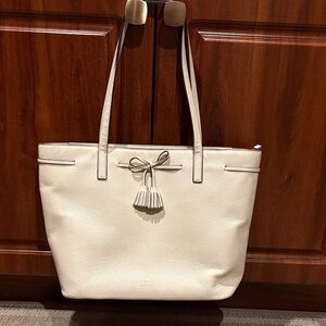 Kate Spade Cream Tote with Tassel Bow